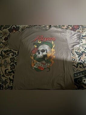 Poison Rock & Roll Graphic Tee - khaki